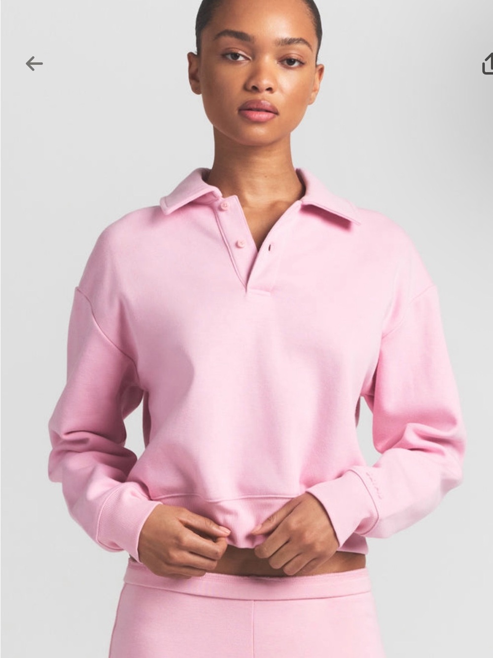 SKIMS Pink Collared Pullover Sweatshirt